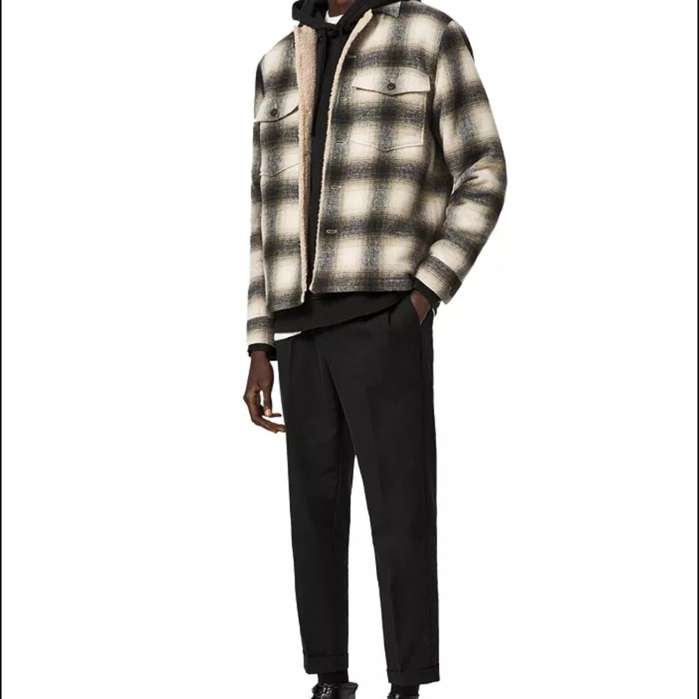 All Saints Lewes Checked Wool Blend Shirt Jacket - Picture 11 of 11